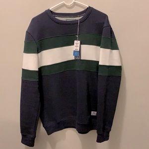 MBX Crewneck Sweater Navy with Green and White Stripes XL slim